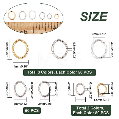   300Pcs 6 Styles Brass & Stainless Steel Jump Rings FIND-PH0007-16-1