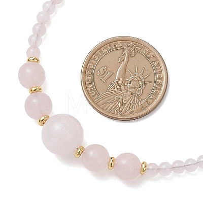 Natural Rose Quartz Round Graduated Beaded Necklaces NJEW-JN05654-01-1