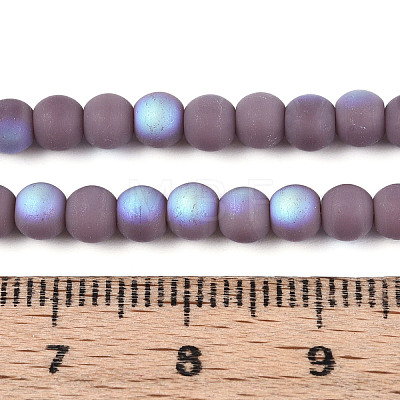 Frosted Opaque Glass Beads Strands GLAA-T032-P4mm-MBB15-1