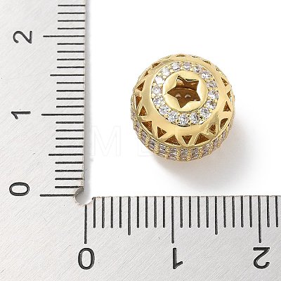 Rack Plating Brass Micro Pave Cubic Zirconia Beads KK-L224-031G-1