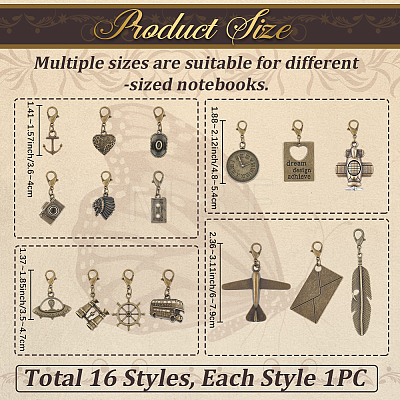 16Pcs Alloy Pendant Decorations HJEW-CP00082-1