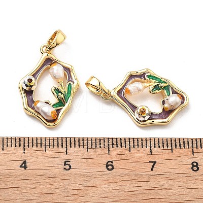 Brass Enamel Pendants KK-B129-23G-1