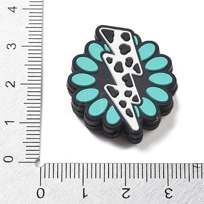 Flower with Lightning Food Grade Eco-Friendly Silicone Focal Beads SIL-C007-04A-1