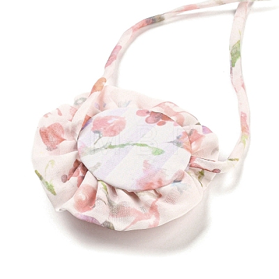 Flower Pattern Fabric Rose Tie Choker Necklaces for Women LS-NJEW-Z022-01F-1
