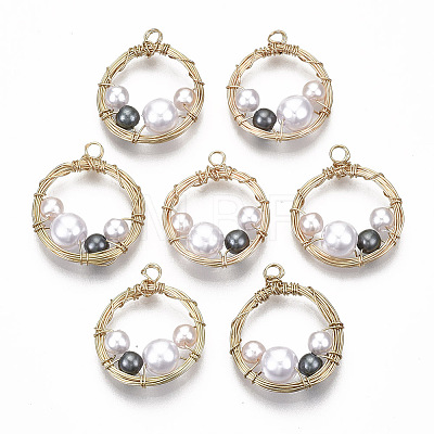 ABS Plastic Imitation Pearl Pendants KK-N235-012-1