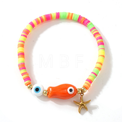 Porcelain Fish & Starfish Charms Bracelet CM3772-1