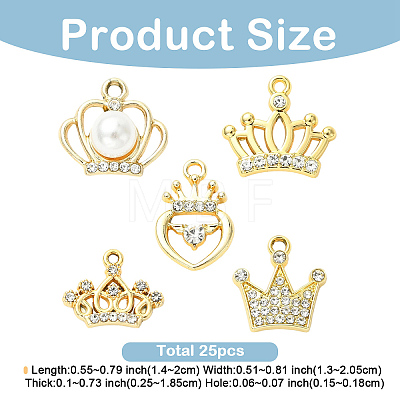 25Pcs 5 Styles Alloy with Rhinestone Pendants FIND-YW0012-71-1