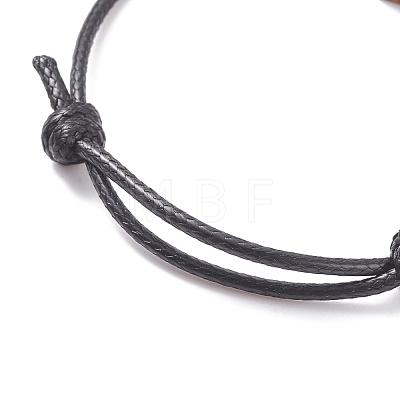 Natural Stone Heart Braided Cord Bracelet BJEW-JB07685-1