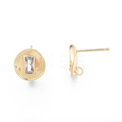 Brass Micro Pave Cubic Zirconia Stud Earring Finding KK-F841-13G-1