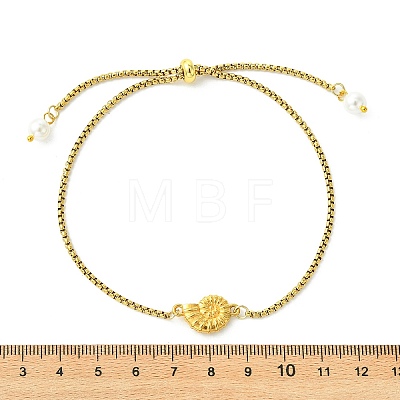 Summer 304 Stainless Steel Conch Shell Shaped Link Anklets AJEW-AN00794-1