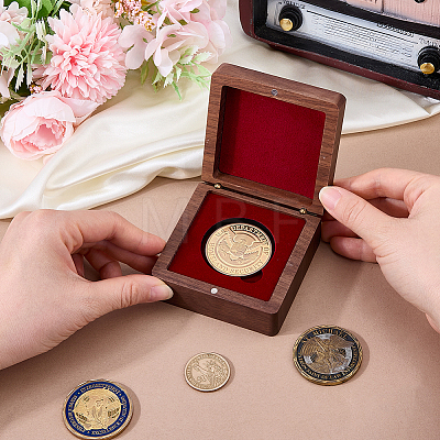 Wood Commemorative Coin Storage Magnetic Boxes CON-WH0133-009A-1