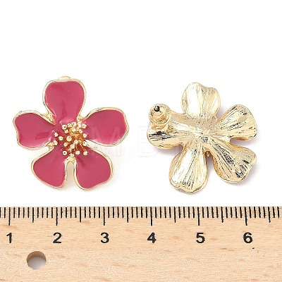 Flower Alloy Enamel Stud Earrings EJEW-P310-01G-02-1
