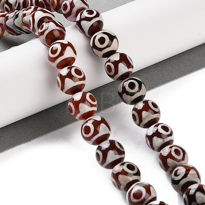 Natural Tibetan 3-Eye dZi Agate Beads Strands G-B084-A09-01-1