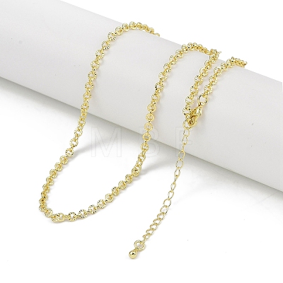 Rack Plating Brass Textured Cable Chain Necklaces for Women NJEW-K382-06G-1