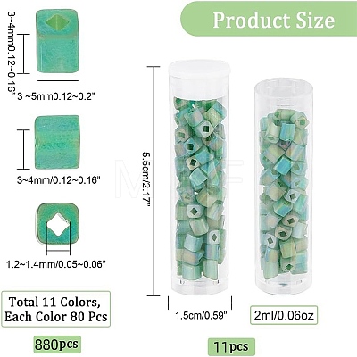 880pcs 11 colors 6/0 Transparent Glass Seed Beads SEED-NB0001-68-1