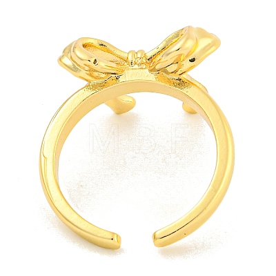 Rack Plating Bowknot Brass Finger Rings for Women RJEW-C103-03G-1