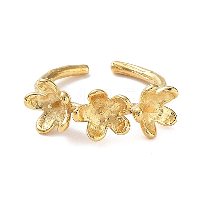 304 Stainless Steel Flower Open Cuff Ring Findings LS-STAS-K263-04G-1