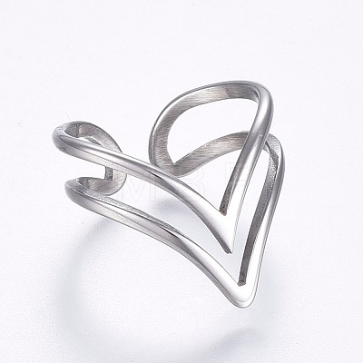 Hollow 304 Stainless Steel Cuff Finger Rings RJEW-H126-46P-16mm-1