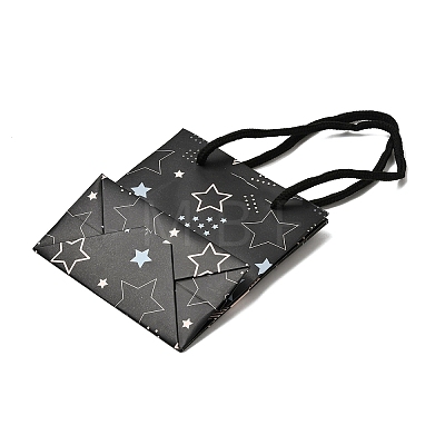 Star Print Paper Gift Tote Bags with Cotton Handles CON-K016-02-1