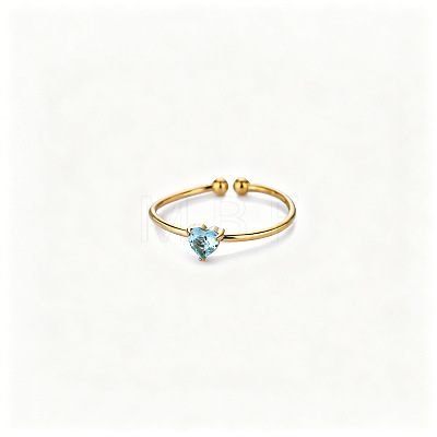 Adjustable Birthstone 304 Stainless Steel Micro Pave Cubic Zirconia Cuff Open Rings WGB2F1D-03-1