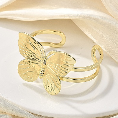 Butterfly Brass Cuff Open Bangles BJEW-M060-01G-01-1