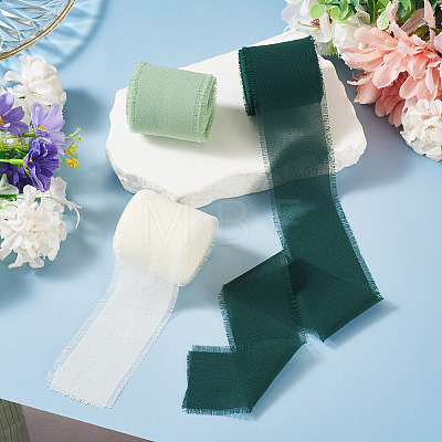 3 Rolls Polyester Raw Edges Ribbons SRIB-TAC0002-26F-1