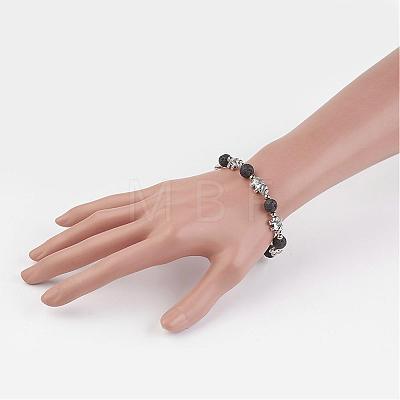 Natural Lava Rock Beads Bracelets BJEW-JB02715-1