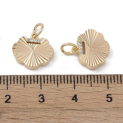 Brass & Clear Cubic Zirconia Charms KK-G497-20G-1