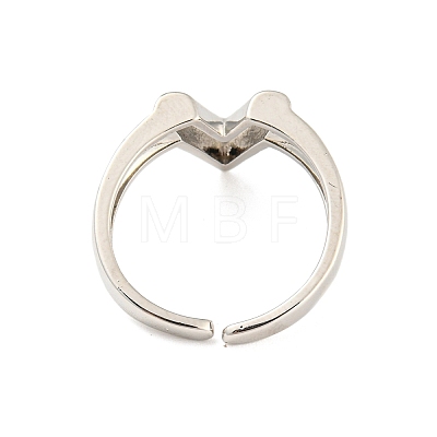 Hollow V-Shaped Brass Open Cuff Rings RJEW-Q781-15P-1