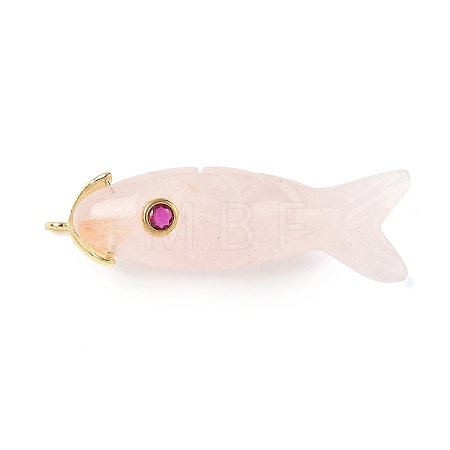 Natural Rose Quartz Carved Pendants G-P599-07G-04-1