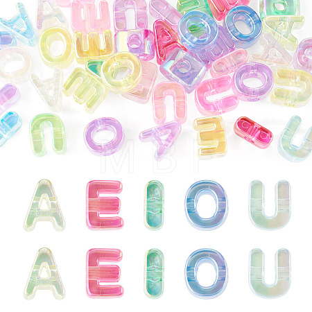 40Pcs 5 Colors UV Plating Transparent Acrylic European Beads OACR-TA0005-05-1