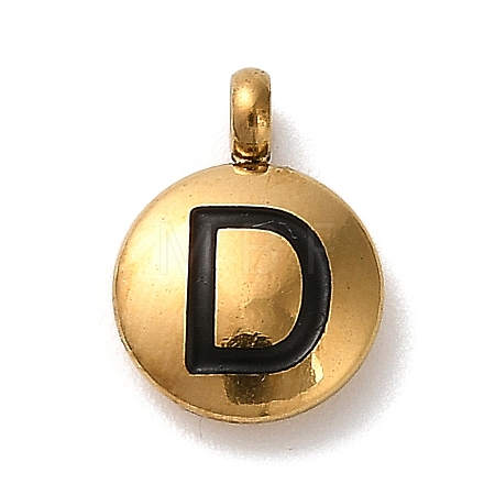 304 Stainless Steel Black Enamel Charms STAS-R009-01G-D-1