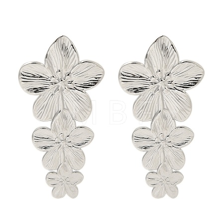 304 Stainless Steel Flower Stud Earrings for Women LS-EJEW-U020-17P-1
