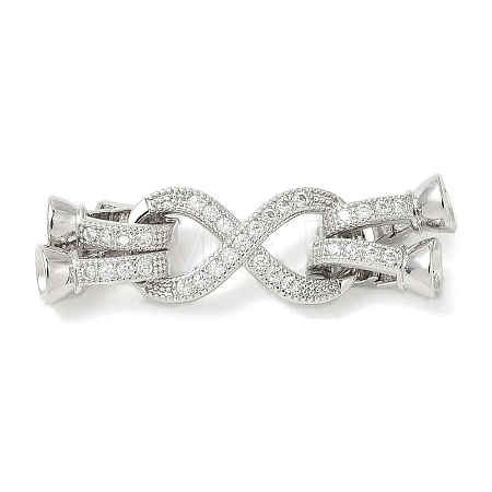 Brass Micro Pave Clear Cubic Zirconia Fold Over Clasps KK-U059-32P-1