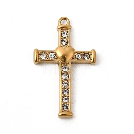 304 Stainless Steel Rhinestone Pendants STAS-B128-09G-02-1