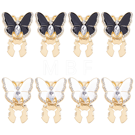 8Pcs 2 Colors Alloy Rhinestone Cufflinks BUTT-WR0001-41-1