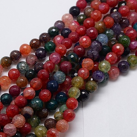 Natural Agate Round Beads Strand G-L084-8mm-12-1