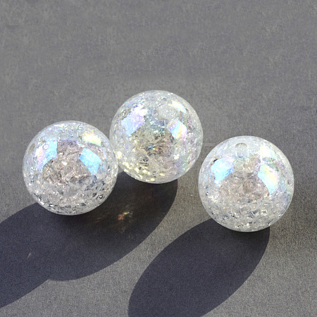 AB Color Transparent Crackle Round Acrylic Beads CACR-S006-12-1