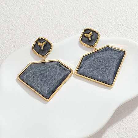304 Stainless Steel & Acrylic Dangle Stud Earrings EJEW-T054-04G-1