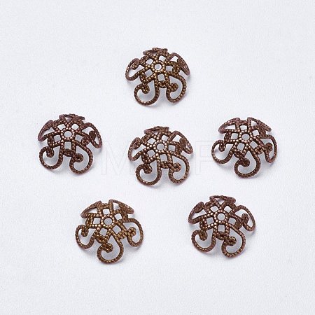 Brass Fancy Bead Caps X-KK-B213-R-1
