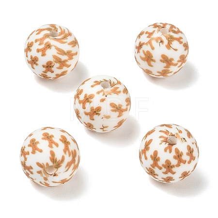 Coffee Theme Printed Silicone Beads SL-CBACE28-02C-1