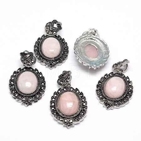 Natural Rose Quartz Gothic Pendants X-G-F228-18G-FF-1