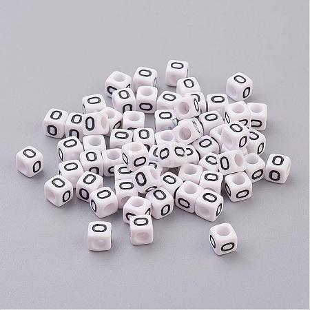 White Cube Letter Acrylic Beads X-PL37C9308-O-1