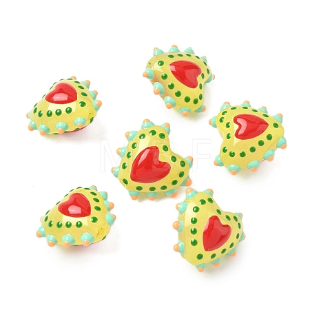 Baking Paint Glass Bumpy Beads Heart LAMP-V001-09A-1