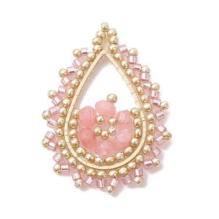 Glass Seed Bead & Dyed Natural Malaysia Jade Pendants PALLOY-MZ01280-01-1
