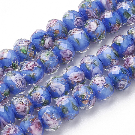 Handmade Gold Sand Lampwork Beads Strands LAMP-SZ0001-28B-1