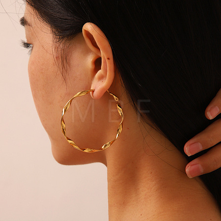 Fashionable 304 Stainless Steel Twist Circle Hoop Earrings AQ2048-1