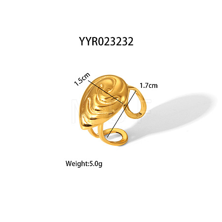 304 Stainless Steel Teardrop Open Cuff Rings for Women TU8100-3-1