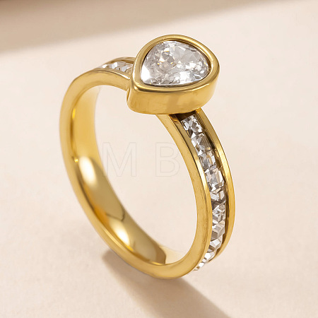 304 Stainless Steel & Crystal Rhinestone Finger Rings WGDB806-01-1