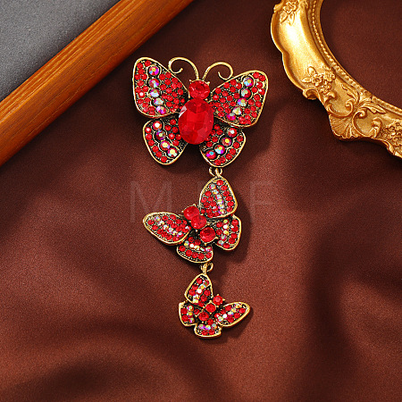 Creative Long Alloy Triple Butterfly Brooch PW-WG59366-05-1
